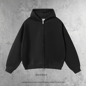 เสื้อฮู้ดดี้ทรงบ็อกซี่สำหรับผู้ชาย รุ่นใหม่ ผ้าฟลีซหนา 350 กรัม ซิปคู่ - Product Image 6