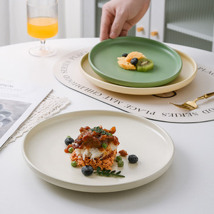 จานสเต็กโรงแรมและร้านอาหารจานเซรามิกทรงกลมเป็นมิตรกับสิ่งแวดล้อมจานรับประทานอาหารเคลือบสีสำหรับใช้ในห้องครัว - Product Image 1