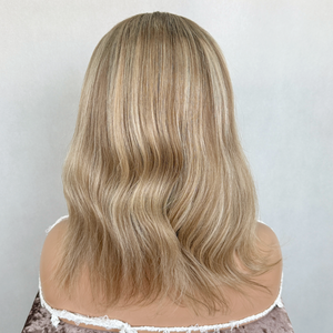 Peluca de Cabello Europeo Virgen con Mechas Balayage <span class=keywords><strong>Rubio</strong></span> <span class=keywords><strong>Ceniza</strong></span> HD sin Pegamento para Cabello con Frente de Encaje, 150% de Densidad para Mujeres con Pérdida de Cabello - Product Image 4