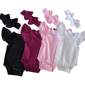 <span class=keywords><strong>Vêtements</strong></span> pour bébés et enfants en gros, barboteuses à volants à imprimé floral, barboteuses en coton doux pour nouveau-nés, barboteuses à manches bouffantes pour filles - Product Image 5