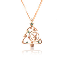 Elk arbre de Noël 925 argent Sterling unisexe clavicule haute qualité Zircon Vintage lien transfrontalier Ins vent perle charme femme