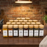 Offre Spéciale – Ensemble de Bocaux à Épices Carrés en Verre de 120 ml (4 oz) avec Couvercle en Bambou pour Cuisine et Maison