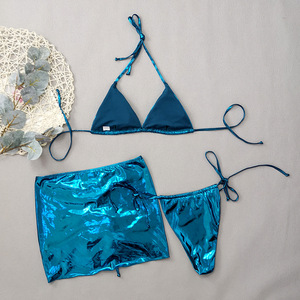 Blue Shiny <strong>Bikini</strong> Factory Custom Wholesale Swimwear <strong>Green</strong> Shiny Smallest Thong <strong>Bikini</strong> <strong>Sets</strong> for Women - Product Image 5