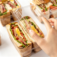 Boîte à sandwich avec couvercle et base personnalisés, boîte d'emballage à emporter en plastique transparente de luxe en deux parties