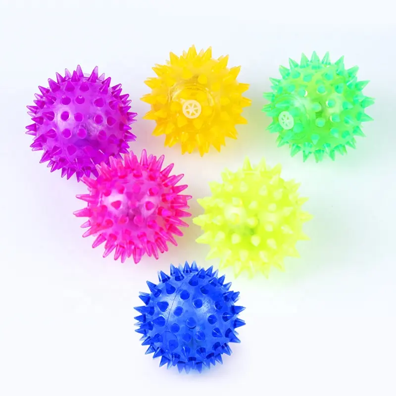 Funny Light Up Ball The Glowing Ball Light-Up Toys Flashing Yoga Spiky Ball Squishy BallToy With Spikes Squeaky Dog Chew Toy