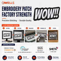 Patch brodé personnalisé AWELLS WOW, style bande dessinée, logo pop culture pour vêtements streetwear et accessoires de sacs