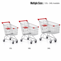 Chariot de supermarché en métal de style européen haute résistance et fiable, 60L-240L, avec accessoires personnalisés pour les magasins d'alimentation modernes