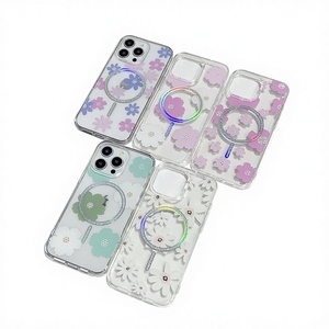 Funda Magnética Transparente con Diseño Floral para Teléfono, a Prueba de Golpes, de TPU+PC, con Soporte, Estilo Dulce, Marca Funlang - Product Image 2