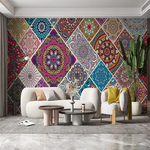 Cultural Art Indian Wallpaper Mandala Pattern Art Vibrant Colorful Room Decoration Custom Wall Art Home Decor