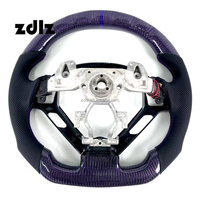 Volant en fibre de carbone forgé avec flocons LED violets personnalisés, cuir perforé noir, palettes de commande pour Infiniti G37 2007 - 2015