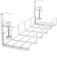 Organisateur de câbles en métal pour sous-bureau, avec clips croisés, en treillis métallique, type plateau ou étagère pour câbles