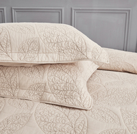 Couvre-lit matelassé léger et réversible en microfibre douce, motif botanique feuilles de sauge, pour toutes les saisons