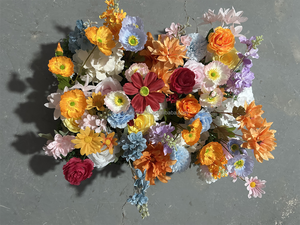 Panneau mural de fleurs artificielles, roses multicolores, <span class=keywords><strong>rose</strong></span>, <span class=keywords><strong>bleu</strong></span>, violet, rouge, vert, blanc, hortensia, coquelicot, décoration de fond de mariage - Product Image 4