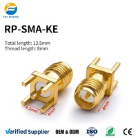 Konektor RF PCB Koaksial Female SMA dengan Lapisan Emas Tembaga 50 Ohm Fine Pitch Frequency Sweep Cap untuk Mixer Audio