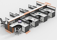 Poste de travail modulaire pour 4 à 8 personnes, système de bureaux en cellules avec cadre en aluminium et cloison en tissu mélaminé pour espace de travail d'entreprise
