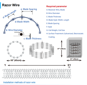 Alambre de púas de acero galvanizado en caliente tipo <span class=keywords><strong>concertina</strong></span>, rollo de alambre de púas anti-escalada, para parques logísticos y seguridad perimetral - Product Image 4