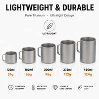Mug en titane à double paroi, mug à café en titane, mug isotherme en titane pur pour le camping, les voyages, le café et le thé en plein air, avec poignée