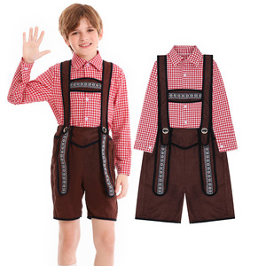 Tenue ethnique à carreaux rouges pour garçon, idéale pour le festival <span class=keywords><strong>de</strong></span> la bière allemande, les spectacles scolaires et les événements artistiques - Collection XJ - Product Image 5