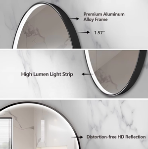<span class=keywords><strong>Miroir</strong></span> <span class=keywords><strong>de</strong></span> <span class=keywords><strong>salle</strong></span> <span class=keywords><strong>de</strong></span> <span class=keywords><strong>bain</strong></span> ovale moderne à LED IP44 avec éclairage, interrupteur tactile, anti-buée, pour la décoration et le maquillage - Product Image 3