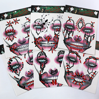 Autocollants décoratifs auto-adhésifs en forme de crâne, bijoux faciaux brillants pour le Jour des Morts, Halloween, déguisements et maquillage de cosplay