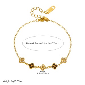 Fashion Charm Bracelet Zinc Alloy Gold Plated Flower Design Bezel Setting Gift Jewelry B1940 - Product Image 4
