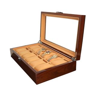 Boîte de rangement pour montres de haute qualité, personnalisée, écologique, rectangulaire, en bois de rose brun, pour hommes - Product Image 1
