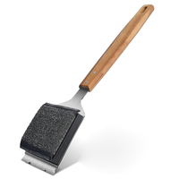 Brosse de barbecue à manche en bois très vendue – Brosse de nettoyage de rechange avec manche en bois, incluant 1 tête de brosse de rechange