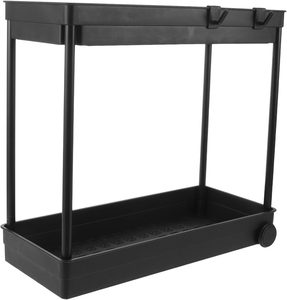 Bathroom Shelf Roll Out Double Tier ABS Material Floor Mount <b>Kitchen</b> <b>Storage</b> Organizer Drawer with Hooks - Product Image 1