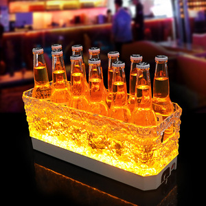 Cubo de hielo cuadrado iluminado con LED, enfriador de cerveza de plástico para bar, fiesta, KTV, tina para bebidas - Product Image 4