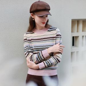 Pull en laine élégant <span class=keywords><strong>JLE</strong></span> JUNO pour femme, col rond rayé, coupe décontractée, maintien de la chaleur, tissu 80g, hiver, printemps, automne, écorce - Product Image 4