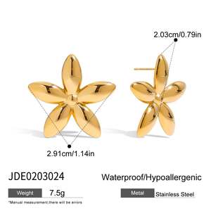 Women Minimalist Fashion Jewelry Beautiful <b>Studs</b> <b>Earrings</b> Golden 18K Stainless Steel Flower <b>Earrings</b> - Product Image 6