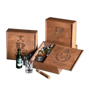 2025 mới tùy chỉnh kích thước hộp quà tặng bằng gỗ Hộp bao bì rượu vang Kích thước hoàn hảo để giữ một điếu xì gà và chai rượu nhỏ nước hoa Whisky hộp - Product Image 4