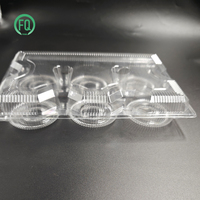 Boîte de rangement jetable en plastique transparent BOPS pour tartes aux œufs, 4, 6 ou 12 cavités, boîte à muffins, boîte à cupcakes, boîte à desserts en plastique transparent pour boulangerie
