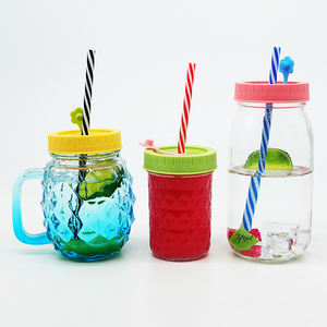 Trong Kho Bóng Đá Dứa Hình Dạng 600Ml Đầy Màu Sắc <span class=keywords><strong>Mason</strong></span> <span class=keywords><strong>Jar</strong></span> Cup Cho Bia Sinh Tố Kính Với Xử Lý Và Rơm Nắp Biểu Tượng Tùy Chỉnh - Product Image 5