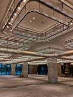 Luminaire suspendu moderne en acier inoxydable doré, réglable en hauteur, avec LED à économie d'énergie pour une utilisation en intérieur dans les hôtels