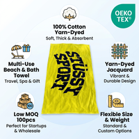 Wholesale 100% Cotton Beach Towel Custom Logo Jacquard Oversized Bath Towel for Hotel Resort