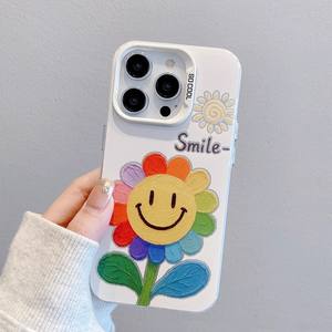 Tournesol souriant <span class=keywords><strong>mignon</strong></span> adapté pour <span class=keywords><strong>iPhone</strong></span> 17 16 15 14 13 12 11 Pro Max Air étui de téléphone portable créatif Anti-chute - Product Image 1