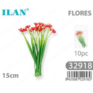 Fiori Artificiali Ilan, 15cm, 10 Pezzi, Tulipani Rossi, Bouquet Decorativo - Product Image 3