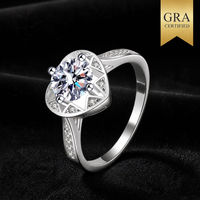 Bague en argent sterling 925 avec moissanite en forme de cœur, alliance de mariage et de fiançailles sertie à griffes, vente en gros de bijoux