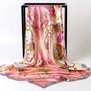 Écharpes en soie longues et carrées de luxe personnalisées avec logo imprimé, bandanas multifonctionnels pour femmes, motifs à pois, unis, à carreaux et à rayures, nœuds – Ventes Flash - Product Image 1