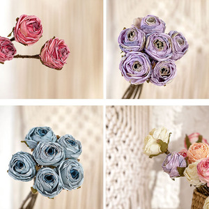 6 Cabezas de Rosas Artificiales de Tela de Seda con Borde Pintado, Ramos de Rosas para Decoración de Bodas y Hogar - Product Image 5