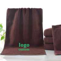 Vente en gros de logo brodé épaissi hôtel cheveux salon de beauté Spa coton doux moelleux brun foncé serviettes