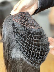 2025 nuevo diseño Fishnet Topper 100% pelo virgen europeo encaje transparente Color Natural recto para perder el cabello mujeres - Product Image 3