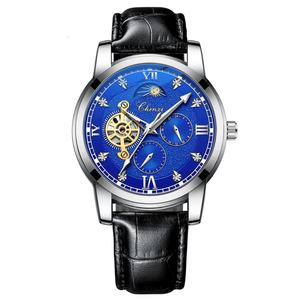 Luxury CHENXI Fully Automatic Mechanical <b>Men's</b> <b>Watch</b> Business Hollowed Lunar Leather Strap Luminous Glass Stainless Pointer - Product Image 2