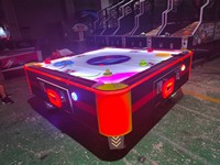 Table de hockey sur air avec éclairage LED et tableau de score électronique - Table de jeu d'arcade pour 4 joueurs pour le divertissement commercial