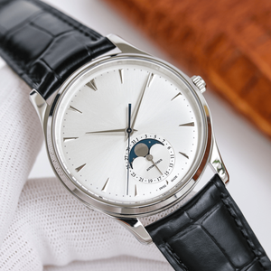 Sophisticated Gentleman Mechanical Wristwatch Self Winding Core Moon Phase Structure Leather Strap Metal Casing for Daily Commut - Product Image 1