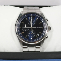 Montre à quartz pour homme avec cadran bleu, cristal saphir, style business, plongeur, triple chronographe, étanche, lumineuse, calendrier, bracelet en acier, décontractée