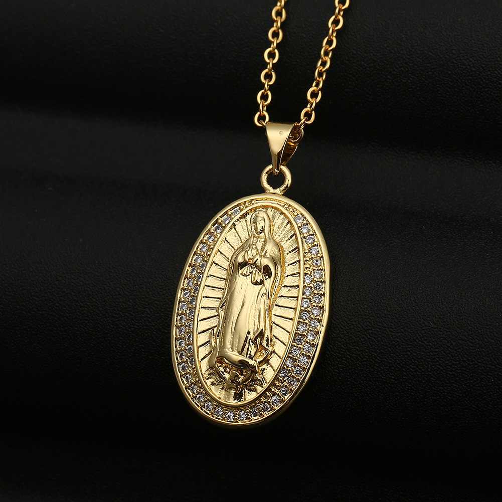 18K Gold Plated Virgin Mary Pendant Necklace for Women - Elegant Charm ...