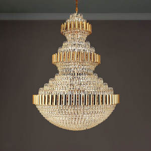 Staircase decorative Big Hanging Light Hotel living room villa Luxury Traditional large crystal Gold <b>chandelier</b> - Product Image 6