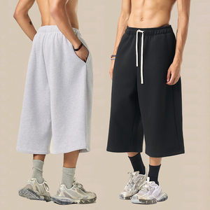 Unisex 350G dei pesi massimi di alta qualità con cintura elastica Casual a gamba larga in pile <span class=keywords><strong>pantaloni</strong></span> della <span class=keywords><strong>tuta</strong></span> <span class=keywords><strong>Capri</strong></span> <span class=keywords><strong>pantaloni</strong></span> della <span class=keywords><strong>tuta</strong></span> larghi - Product Image 4